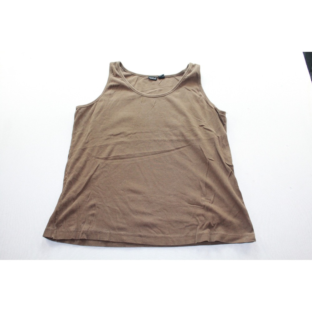 North Crest Tank Top Women 3X Brown Excellent Ribbed Scoop Neck Sleeveless